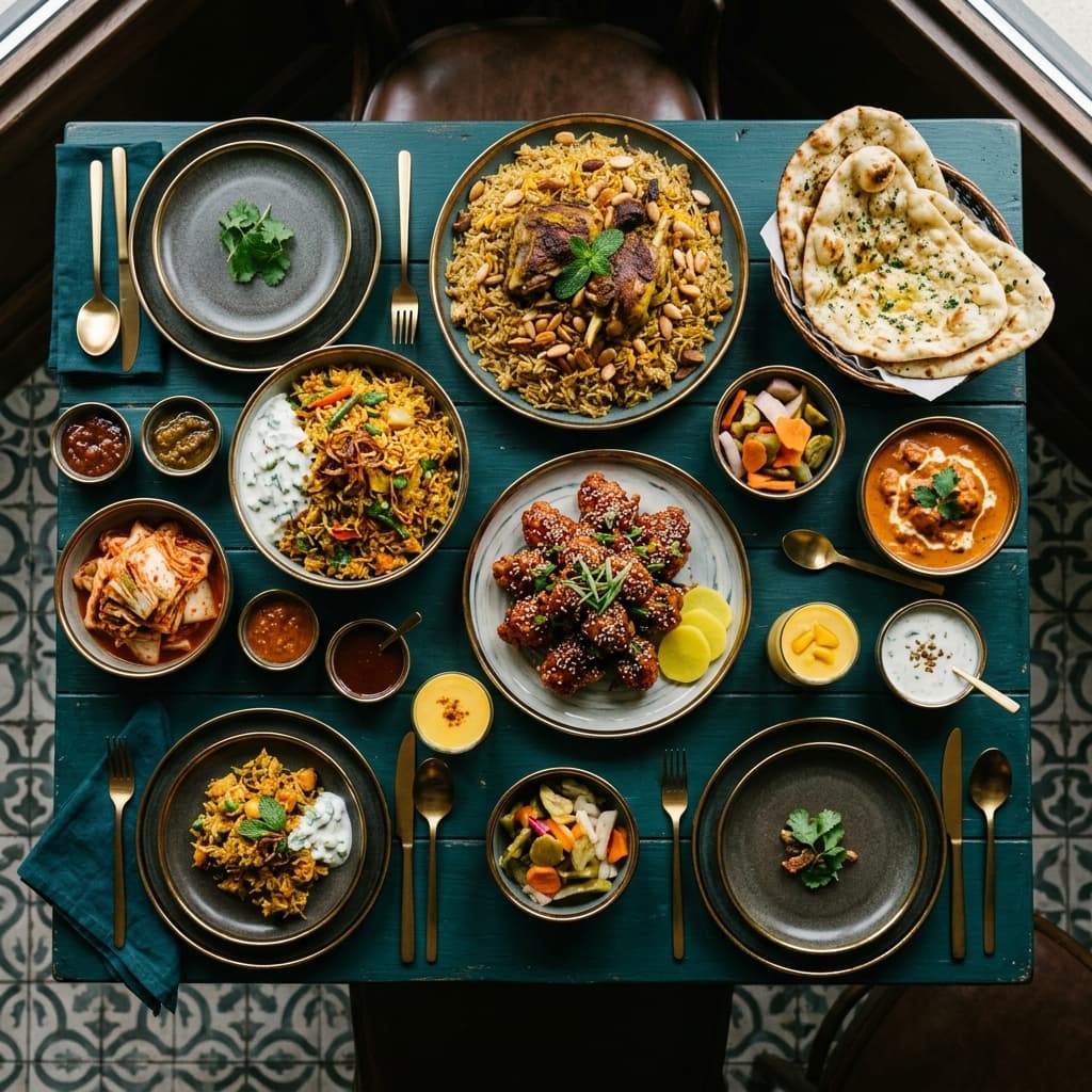 Deshi home-style food spread